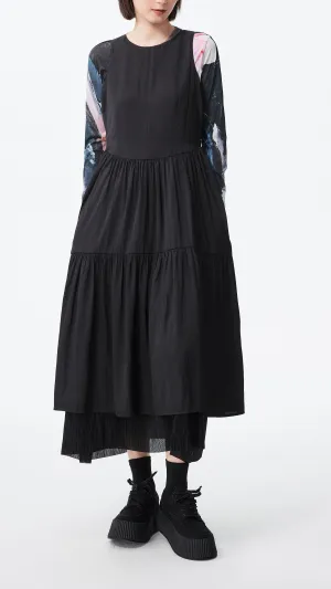 Tiered Midi Dress Pure Tone Vintage Soul