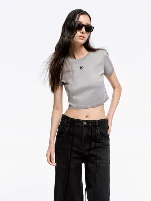 Casual Layer Wear Business Meeting Cropped Fit Cotton T-shirt