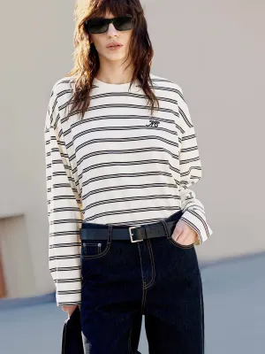 Loose Striped Print T-shirt Daily Outfit