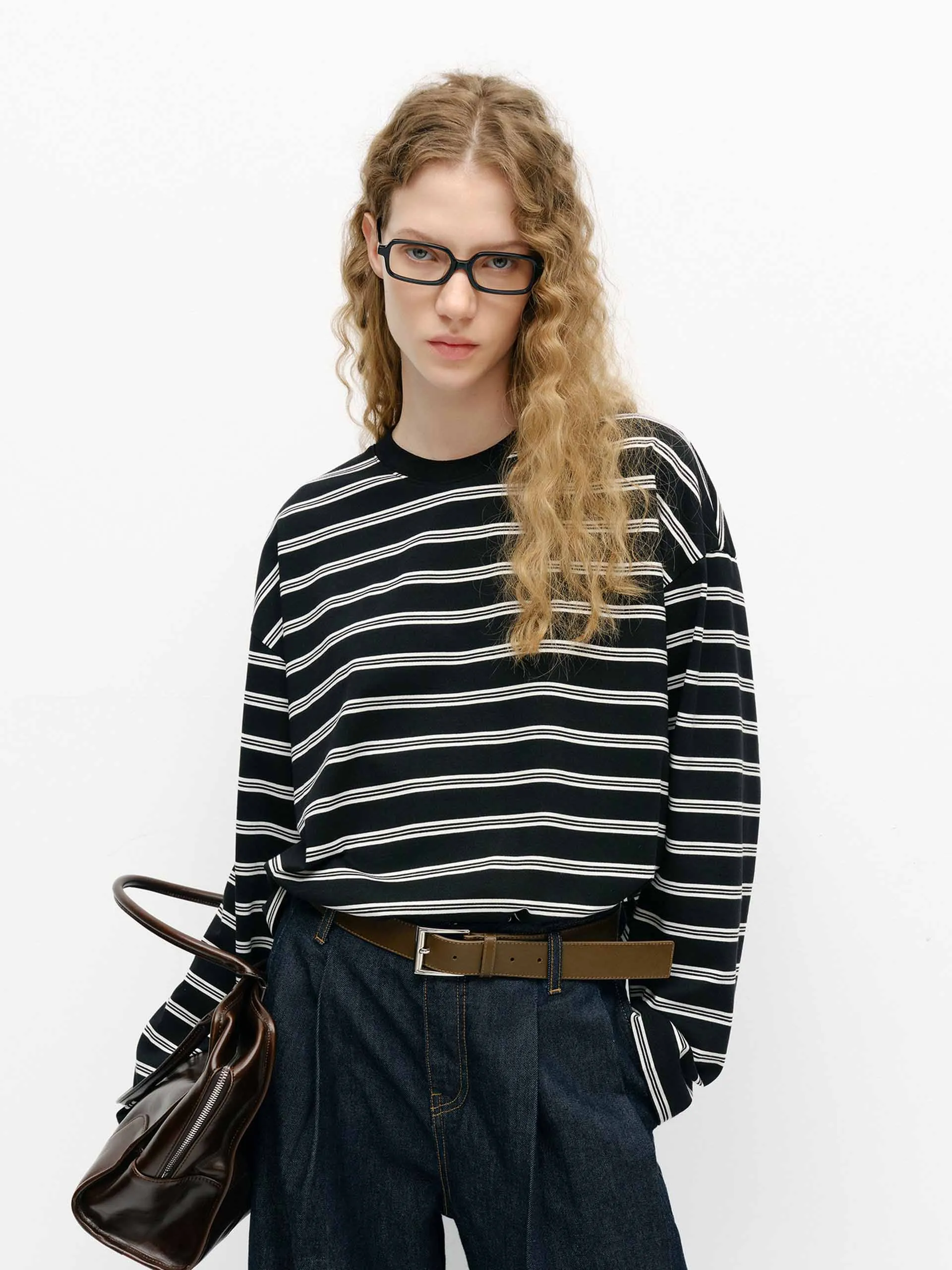 Sports Outfit Street Comfort Loose Striped Print T-shirt