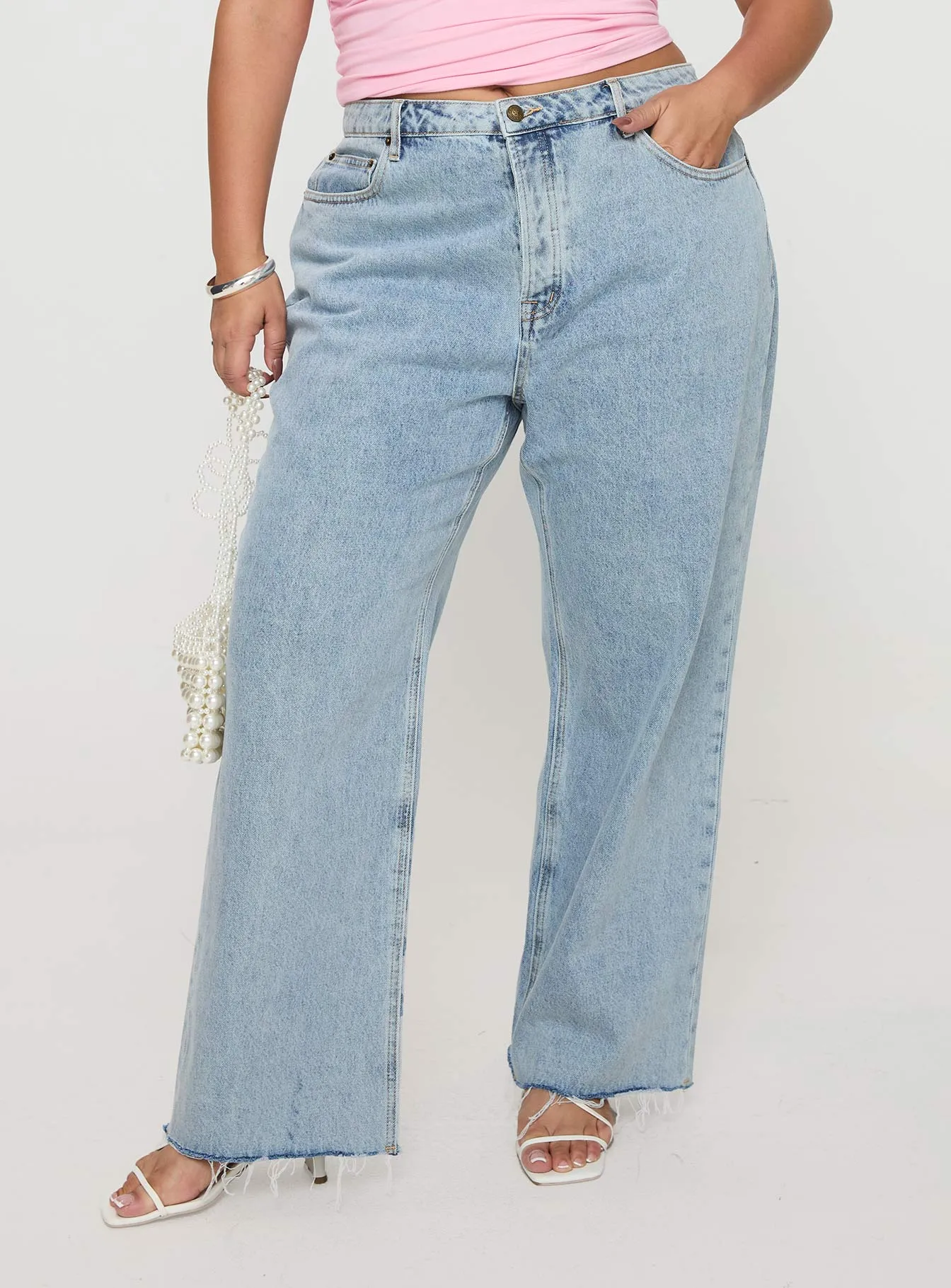 Everyday Piece All Round Wear Fawcett High Rise Straight Leg Jeans Light Blue Wash Curve