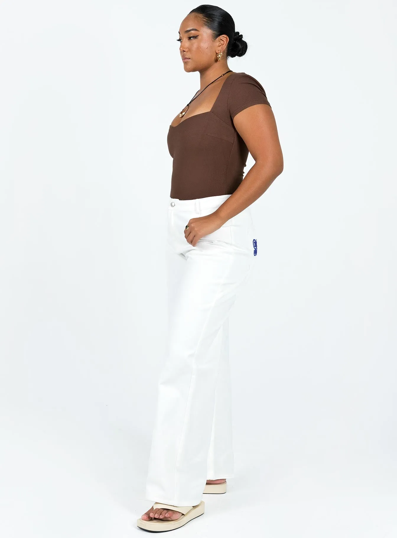 Party Look Classic Wear Fashion friendly Garza Wide Leg Jeans White Denim