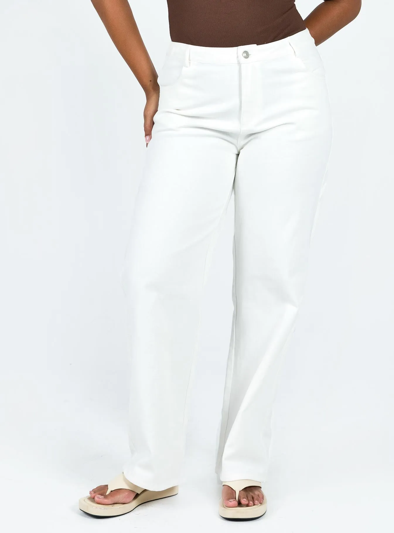 Garza Wide Leg Jeans White Denim Fits Everyone Holiday Vibes Athlete Fit