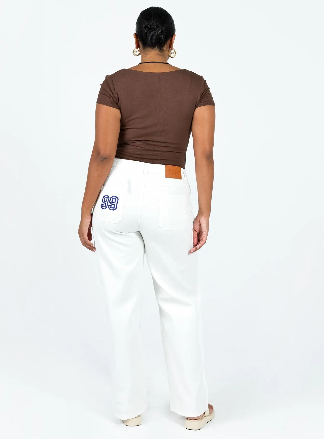 Garza Wide Leg Jeans White Denim Gym Ready Slim Teen Outfit slim fit