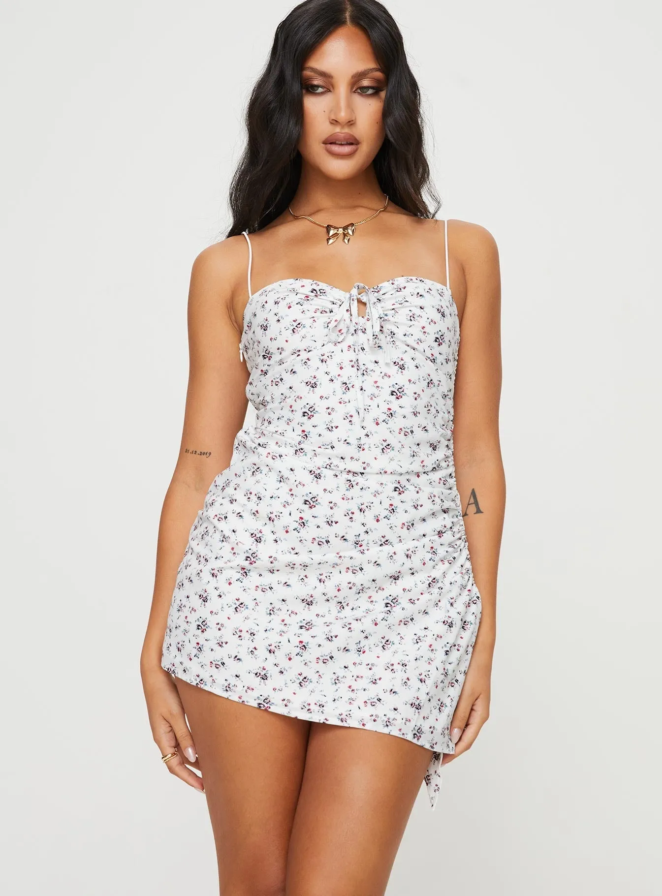 Brigitte Mini Dress White / Floral Comfort Look