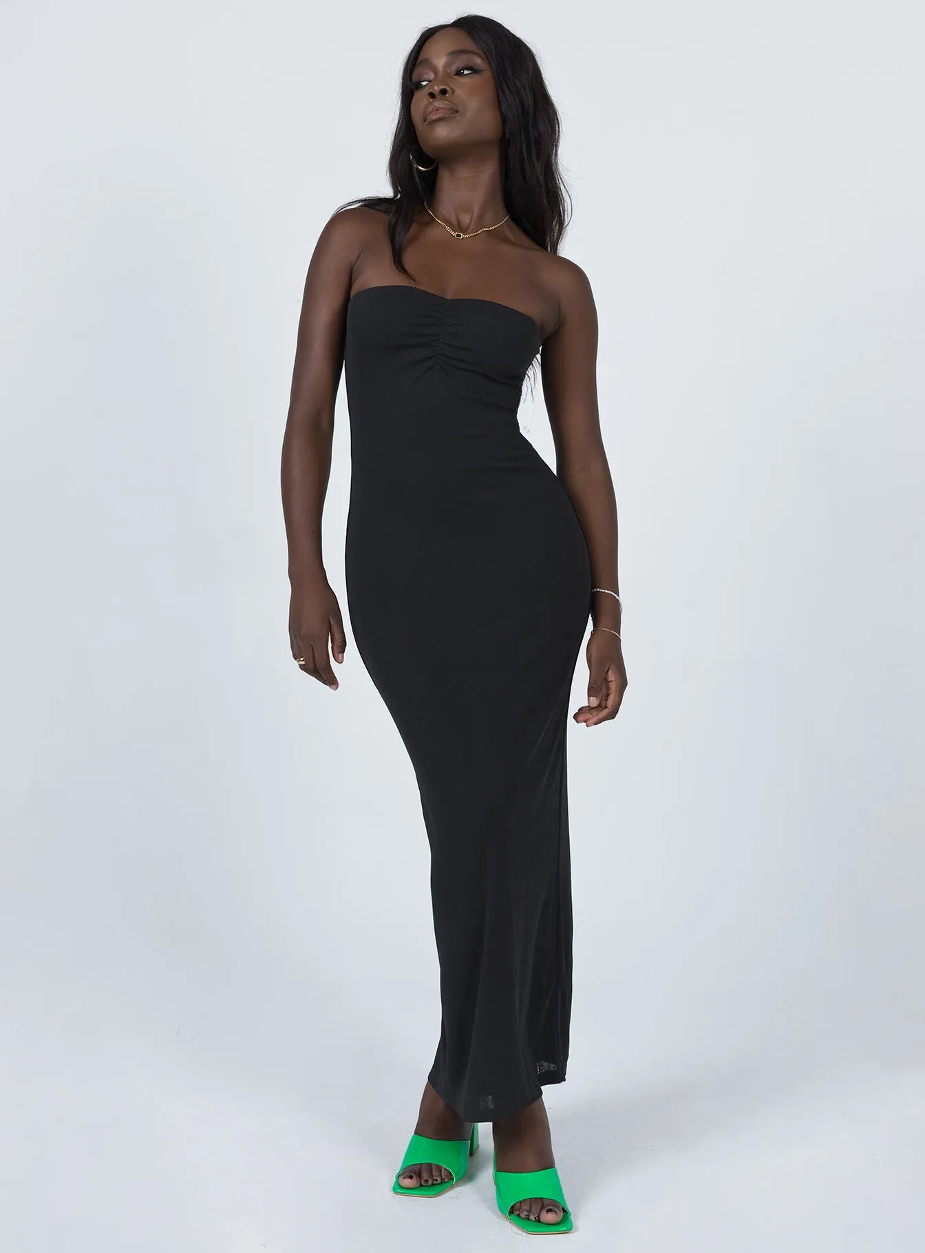 The dress??s simple design allows you to dress it up or down depending on your style Charm Strapless Maxi Dress Black