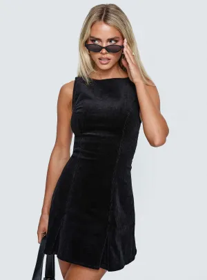 Elegant Wear Fabia Box Pleat Mini Dress Black