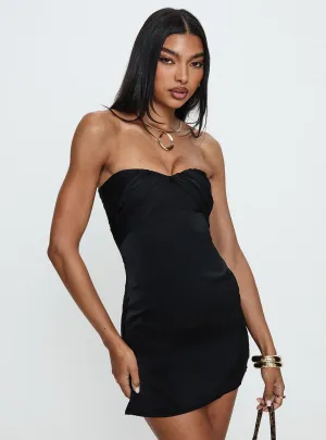 Floral design Irena Strapless Mini Dress Black Tall