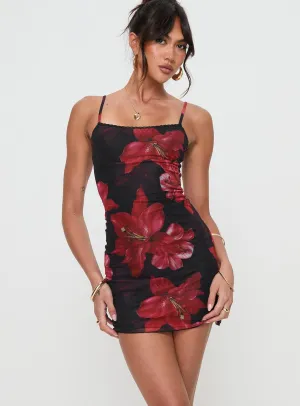 Beat Soft Soft touch finish Kellers Mini Dress Black Floral Petite