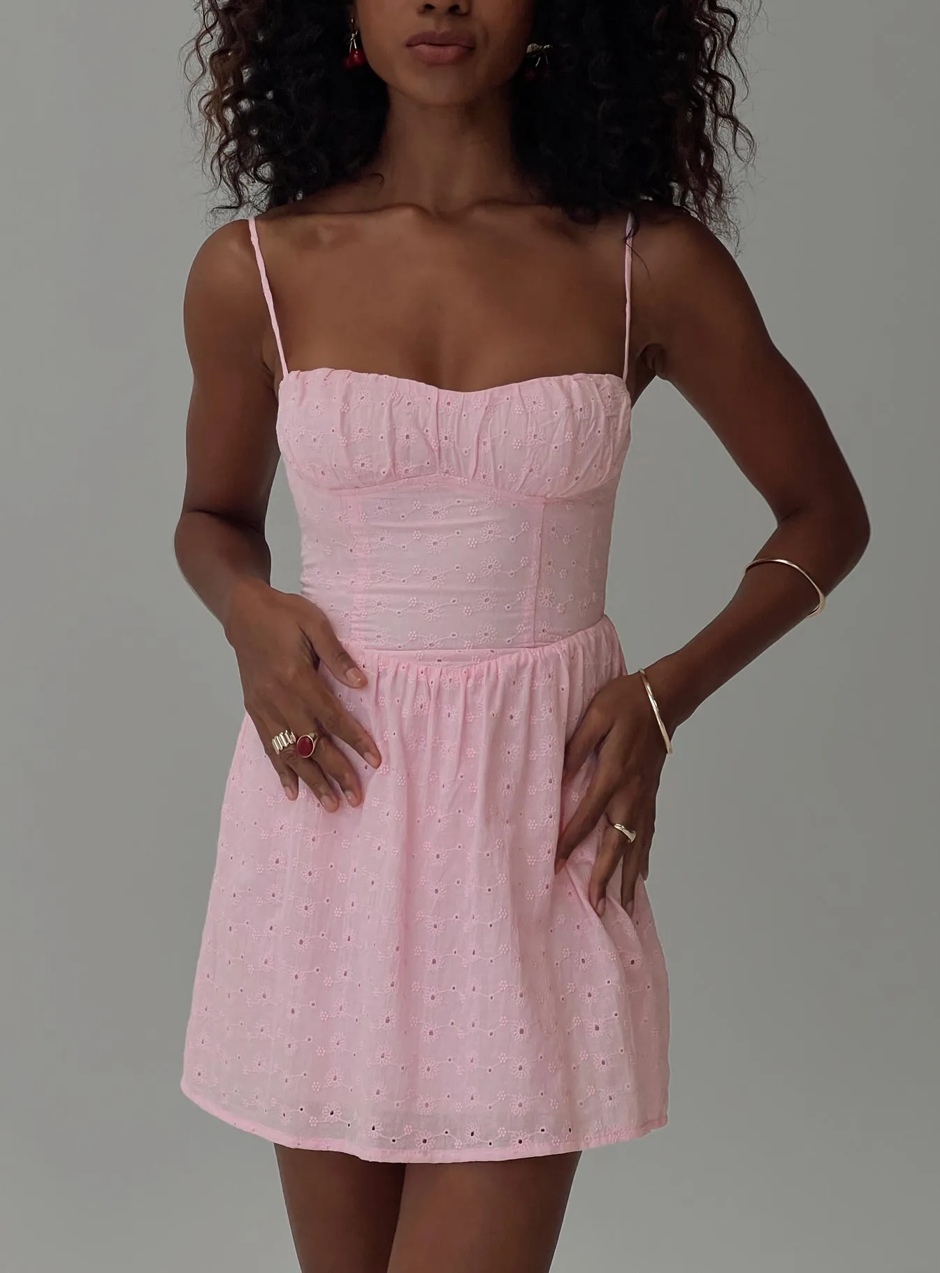 Elasticized Waistband Mckilah Mini Dress Pink