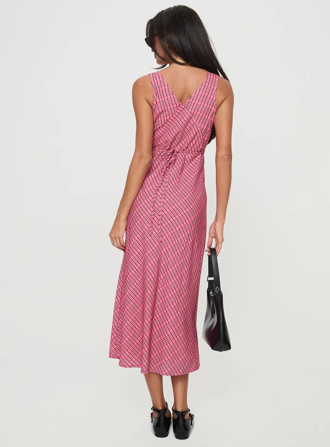 Silent Sea Nellie Midi Dress Pink Check