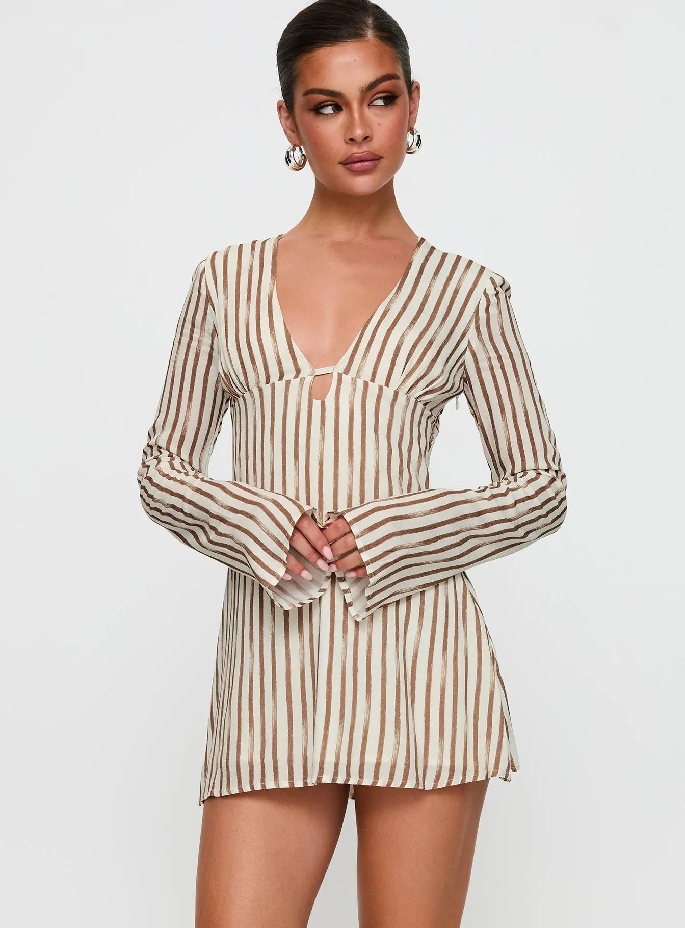 Comfort Fit Youth Glow The Good Life Mini Dress Brown / White Stripe
