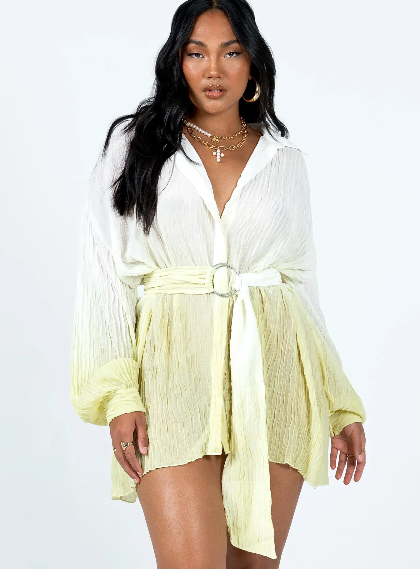 City Babe Tune In Shirt Dress Green