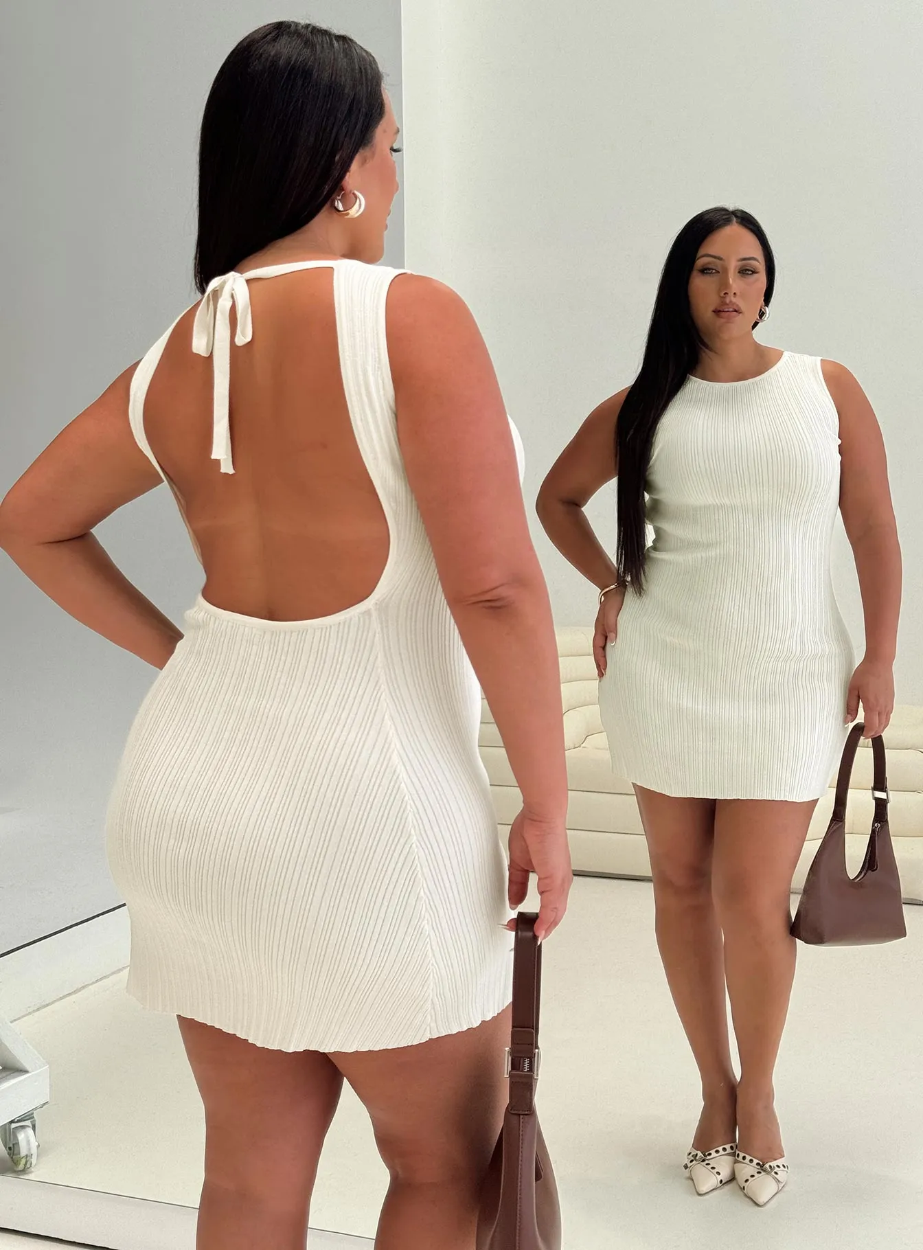 Mayok Mini Dress Cream Curve Loud Edge Timeless Design