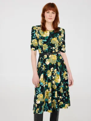 Floral Print Fit & Flare Midi Dress Chic Design