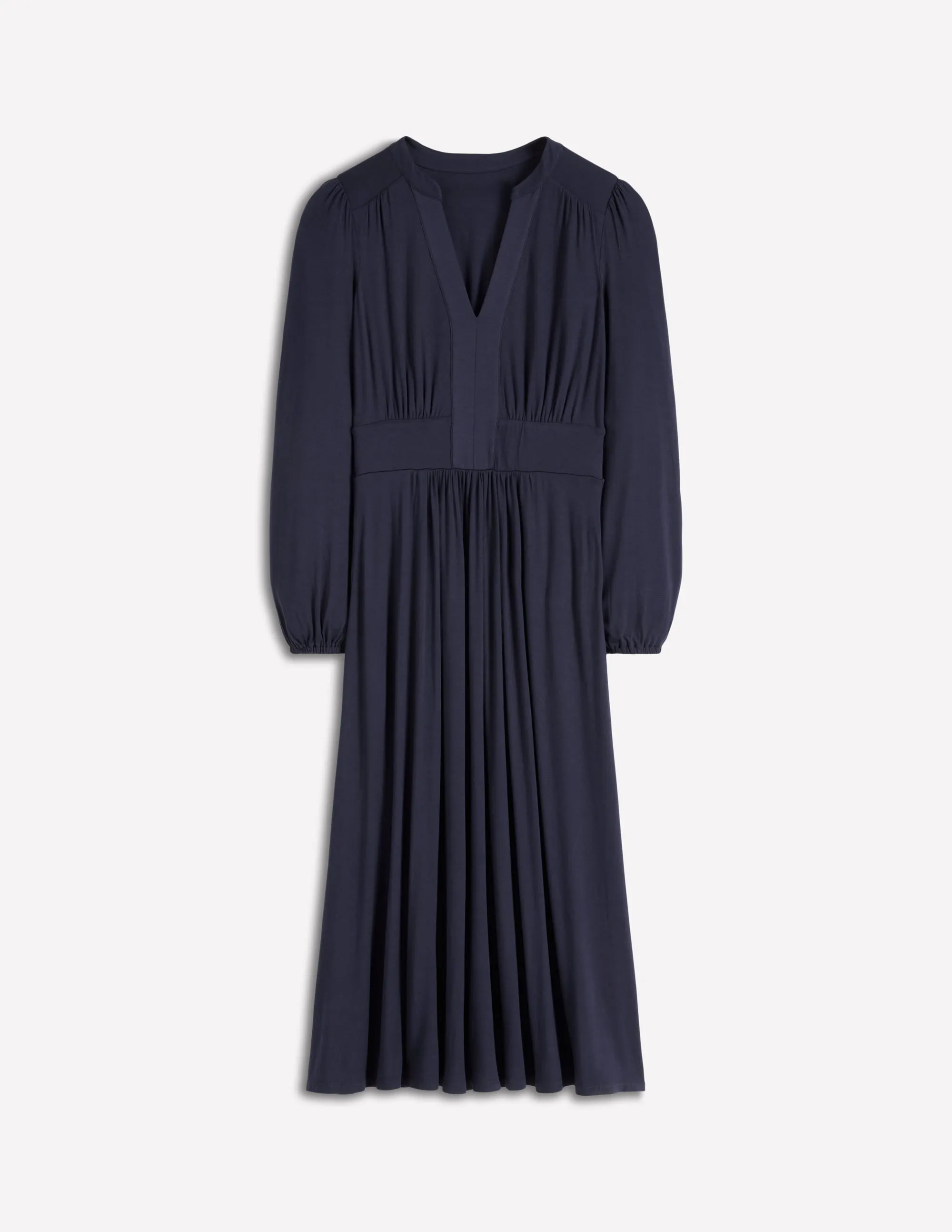 Japanese Neat Gala Ready Lily Long Sleeve Midi Dress-Navy
