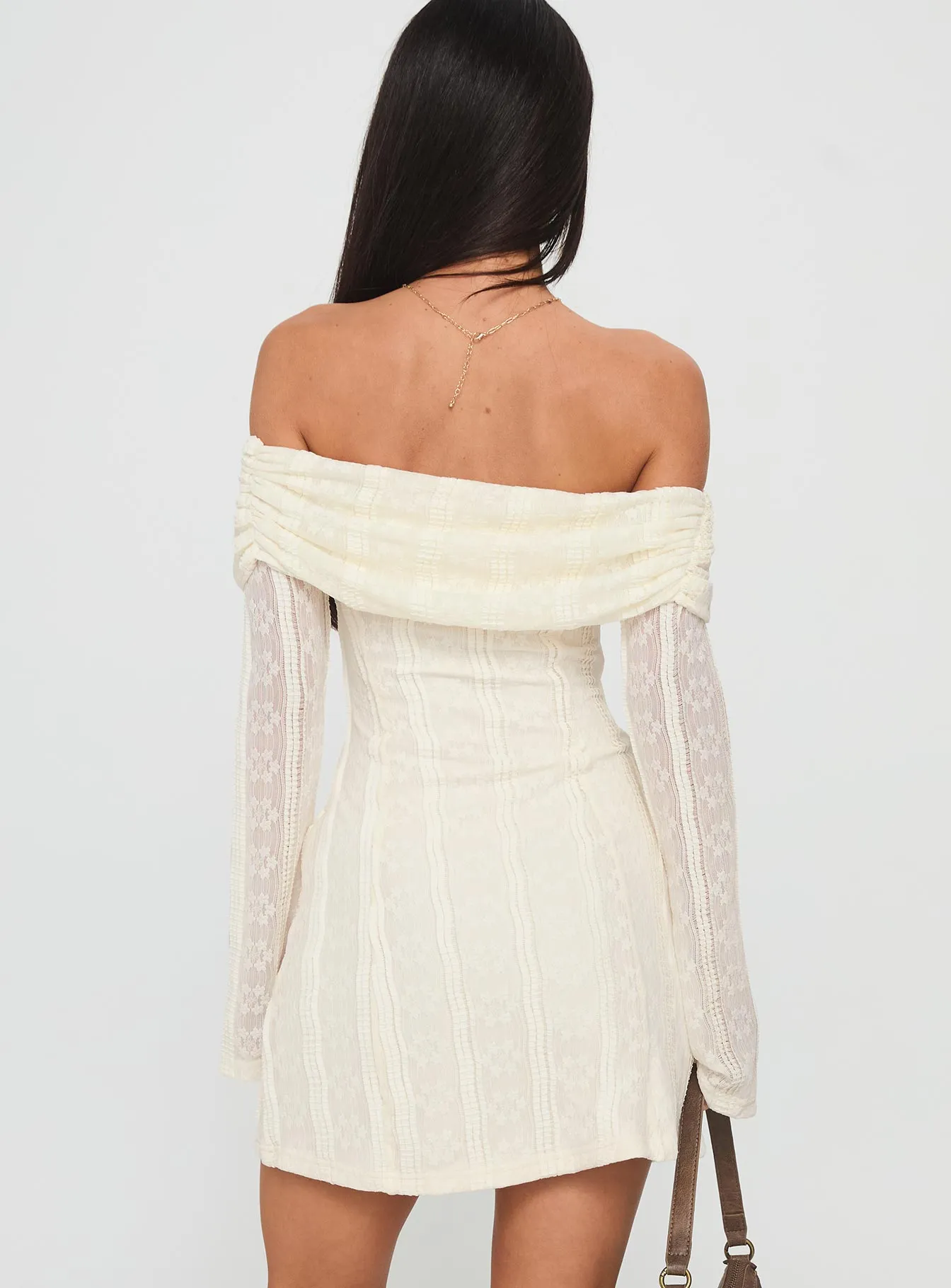 Effortless Chic Wear Colettie Long Sleeve Mini Dress Cream