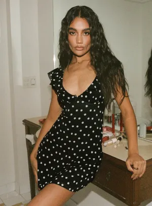Tagless Labeling I Guess So Mini Dress Black Polka Dot Tall