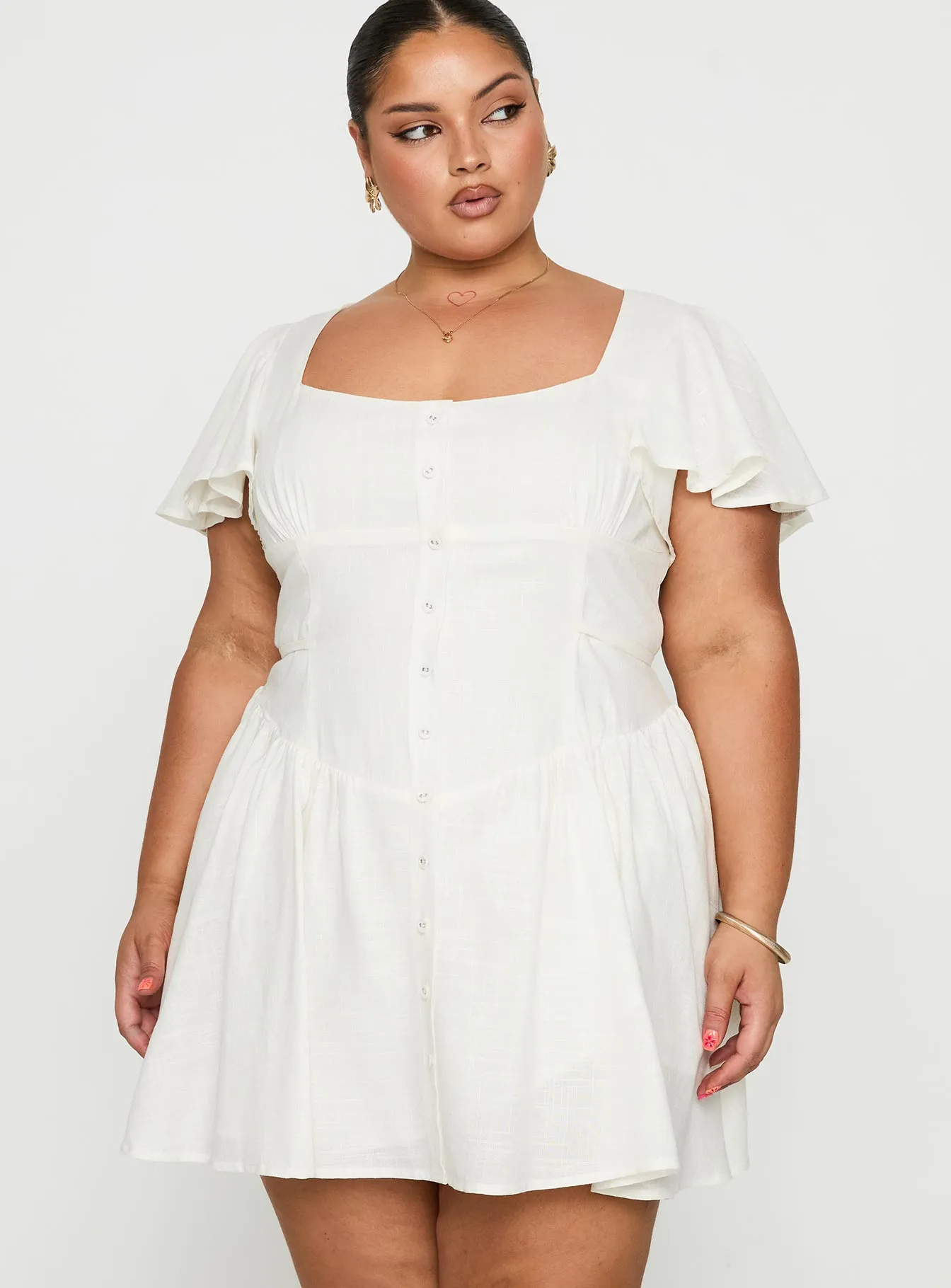 Forever More Mini Dress White Curve Casual Day Look