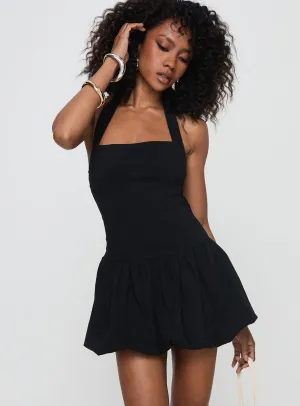 Shine Mode Gigli Bubble Hem Mini Dress Black