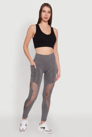 Fit Feel Fishnet Detail High Waisted Leggings with Booty Lift