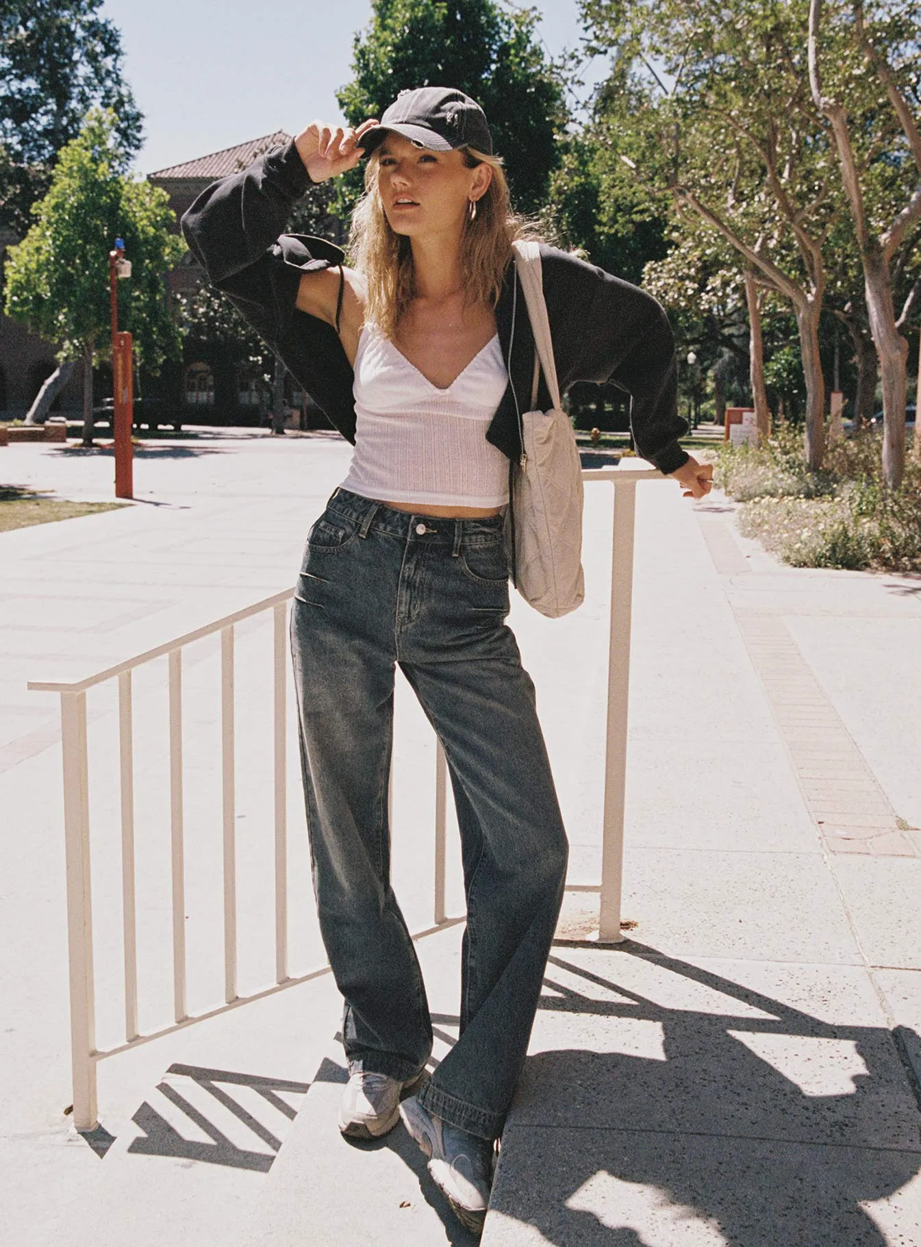 Any Time Wear Betley High Rise Wide Leg Jeans Vintage Wash Denim