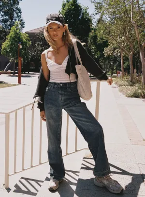 Comfortable Wear Betley High Rise Wide Leg Jeans Vintage Wash Denim