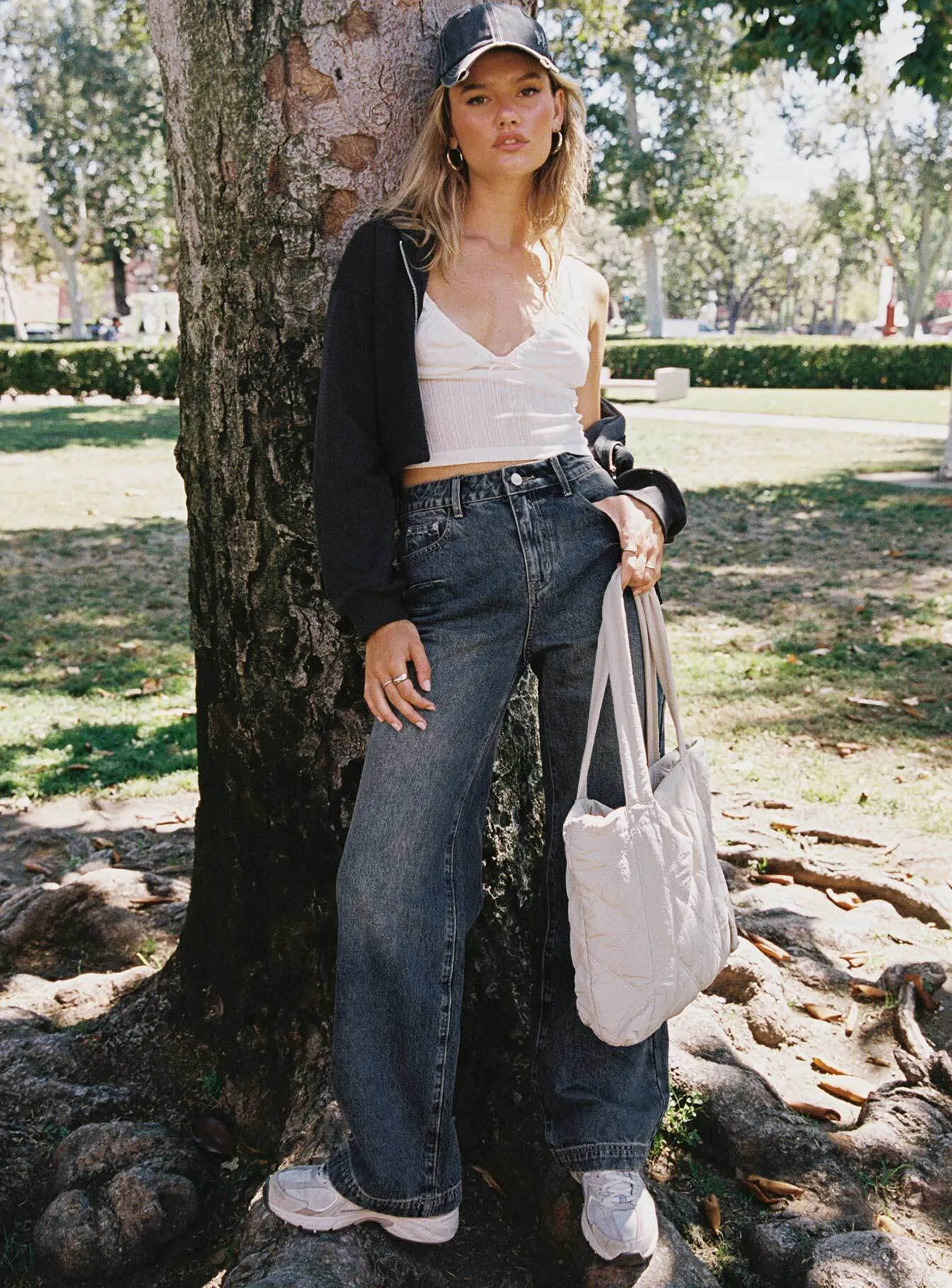Classic Autumn Days Adult Fashion Relaxed Cut Betley High Rise Wide Leg Jeans Vintage Wash Denim