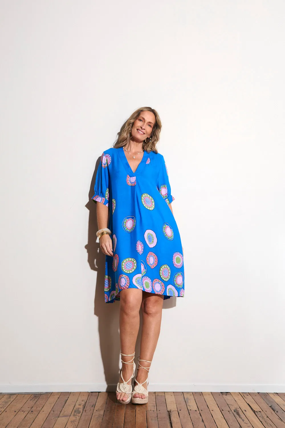 Kora Puff Sleeve Dress in Lumina Street Light Night Charm
