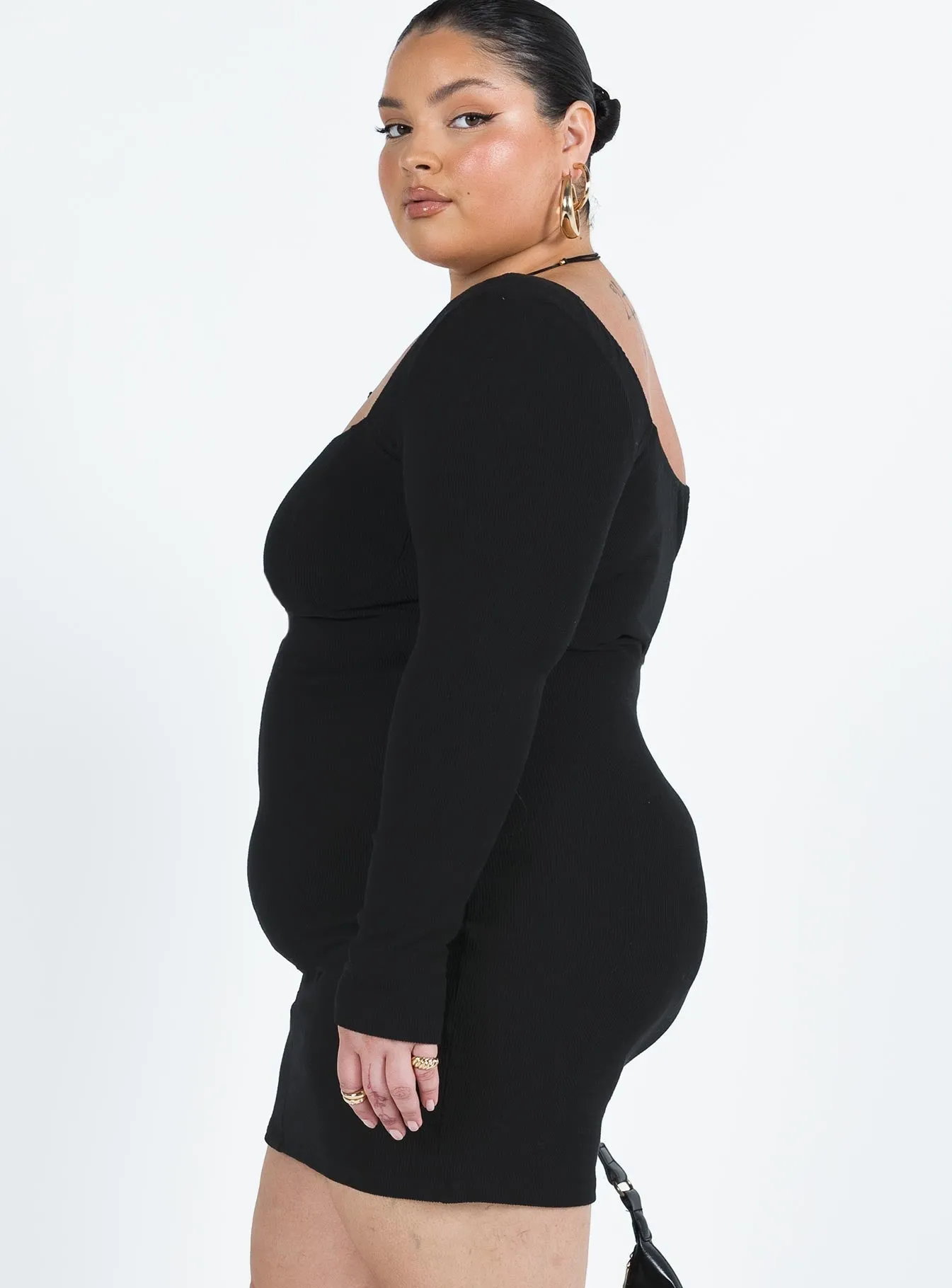 Chic Style Wear Flash Beat Denielle Mini Dress Black Curve