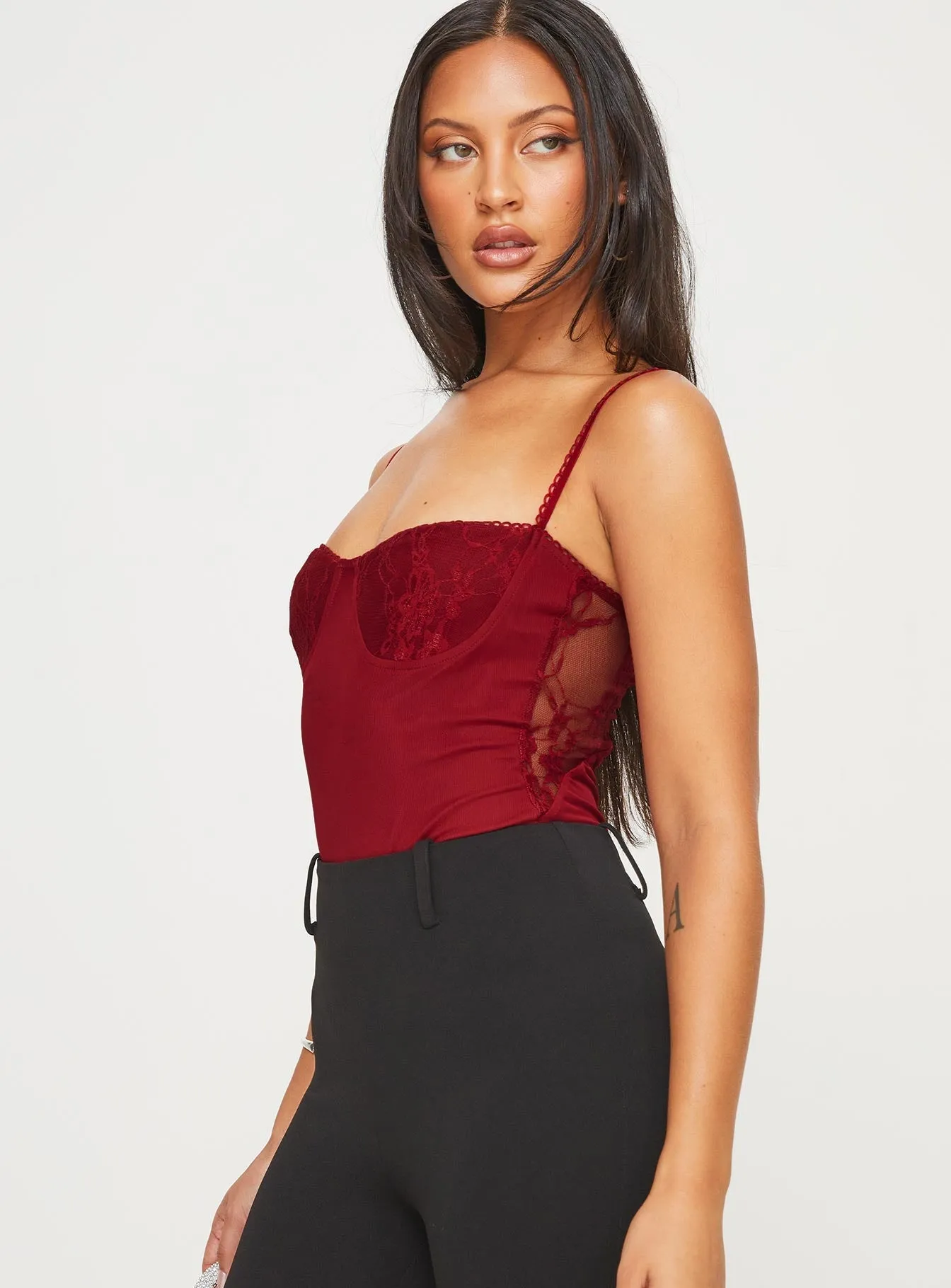 Verica Bodysuit Red Active Urban Office Comfy