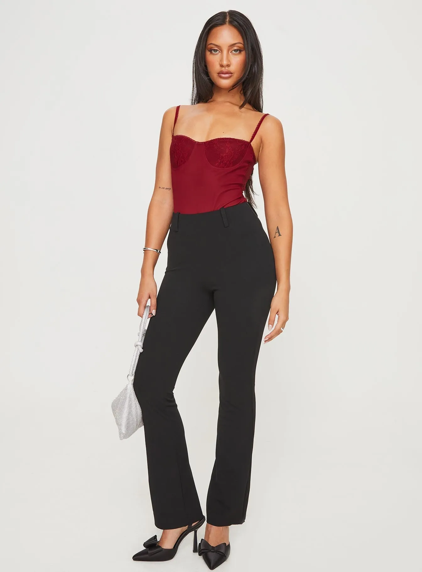Elegant Casual Verica Bodysuit Red