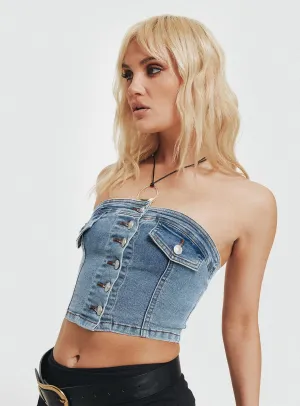 Seamless Construction Design Alody Top Denim