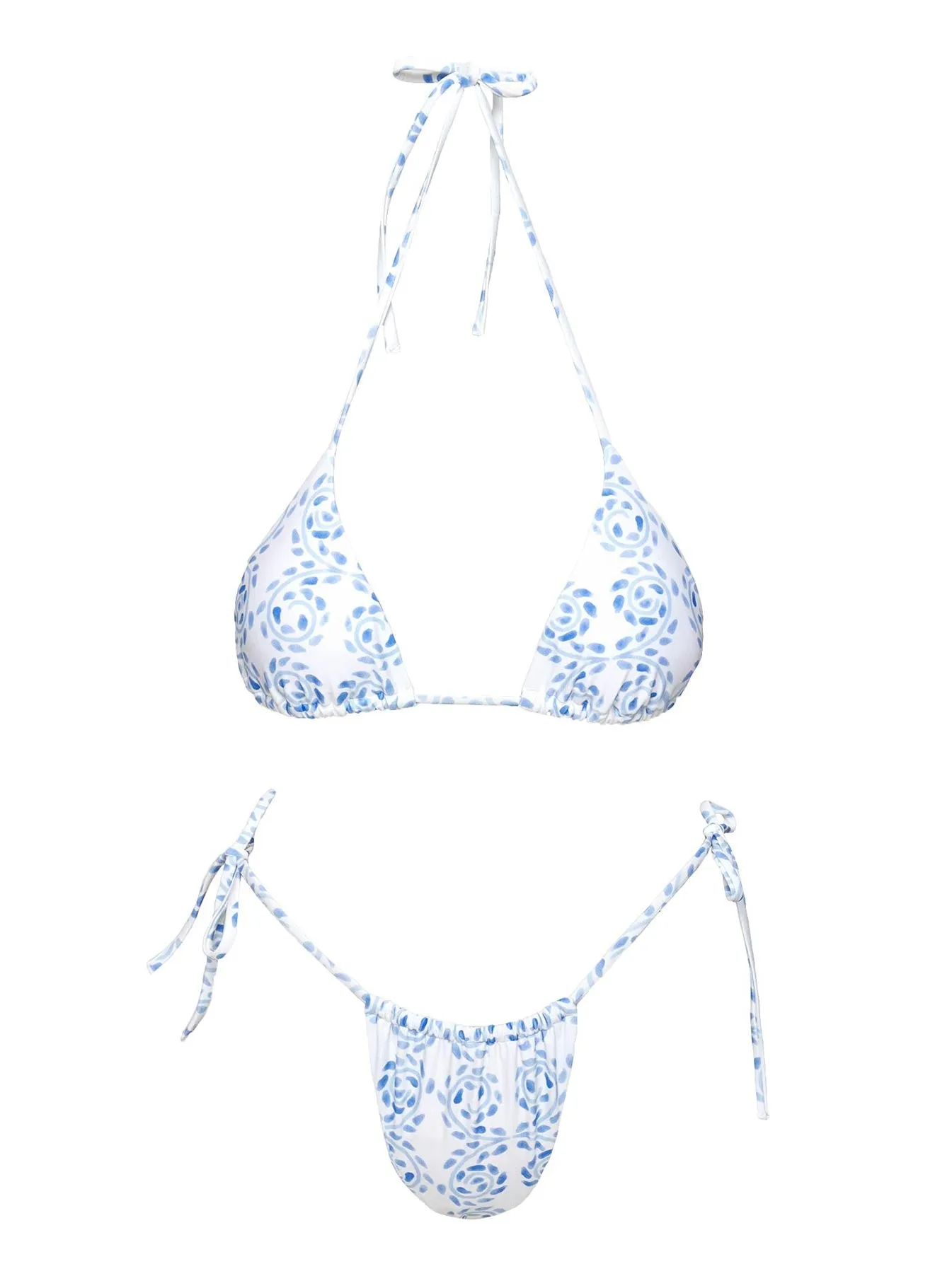 Jenner Triangle Bikini Top Blue / White Swirl Smooth Edge Finish Ergonomic Contour Design