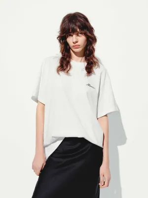 Cat Pattern Cotton T-shirt Reinforced Neckline Stone Wash Process