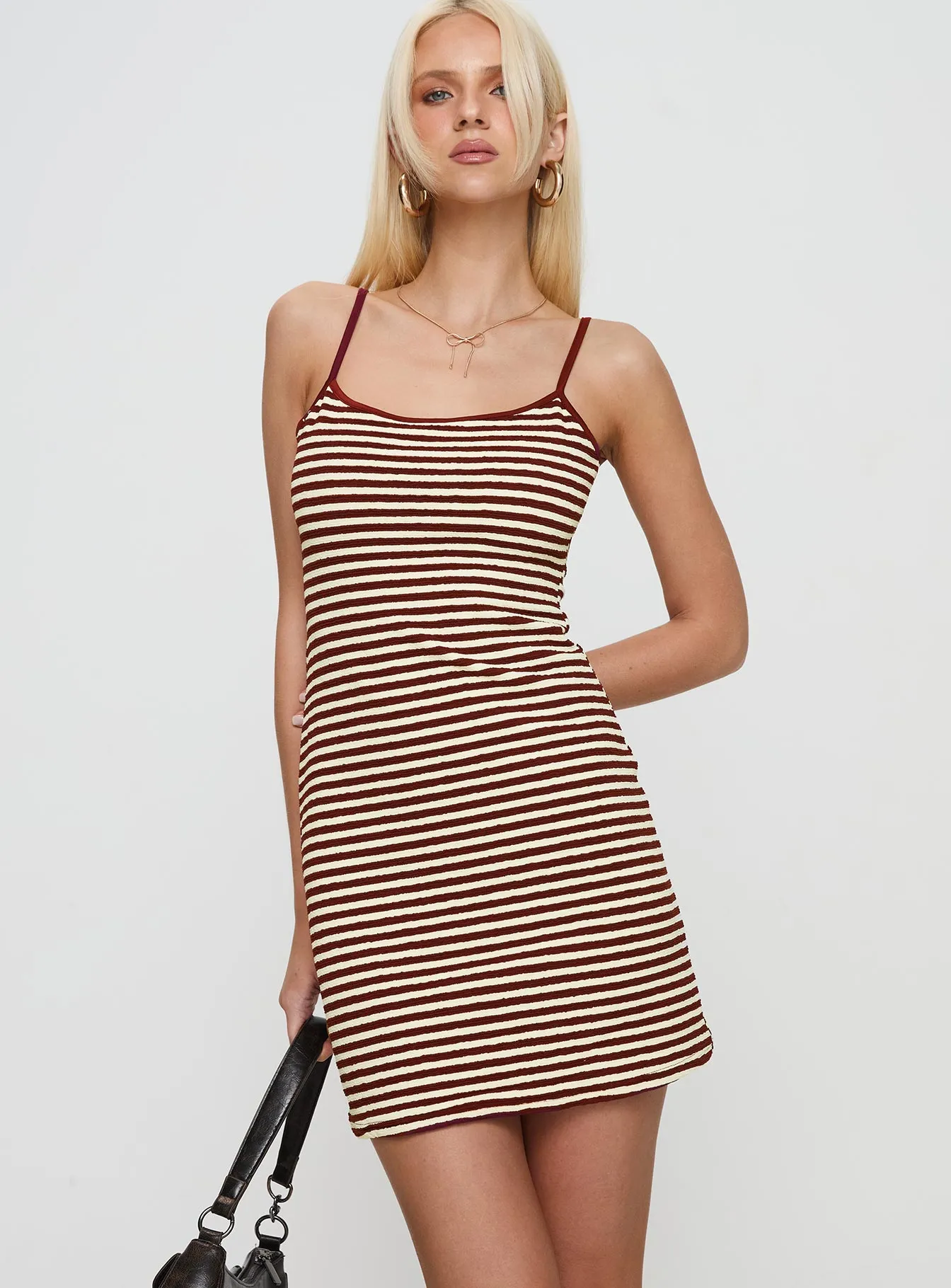 Zody Mini Dress Red / Cream Comfortable summer night dress