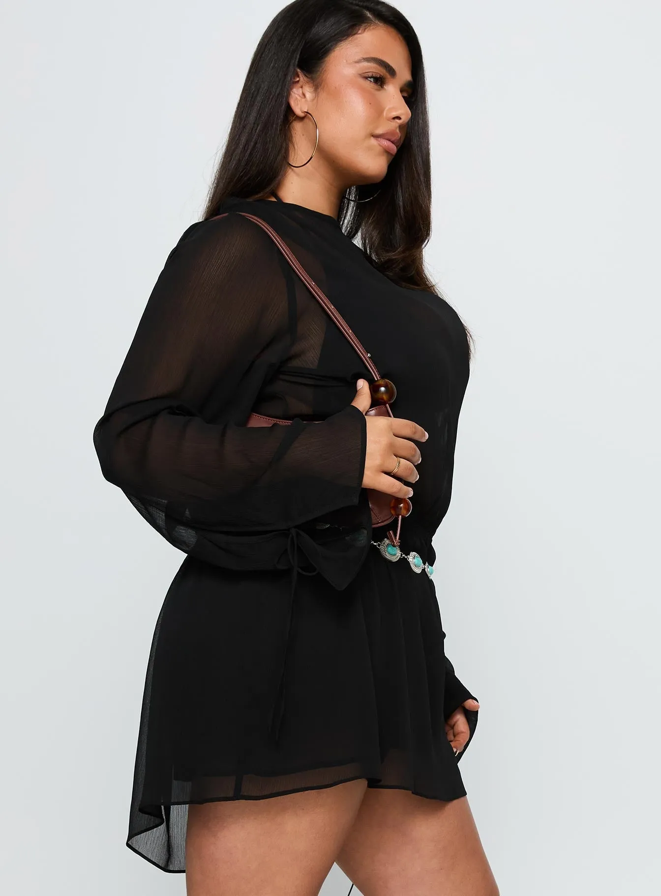 Get Closer Backless Playsuit Black Curve Style Beat Scene Light