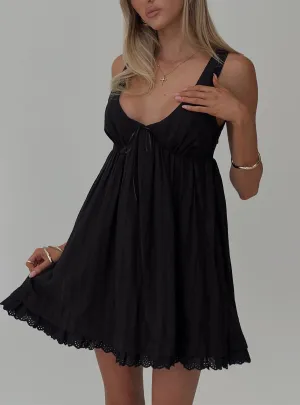 Trend fresh Layered Neckline Nelty Mini Dress Black