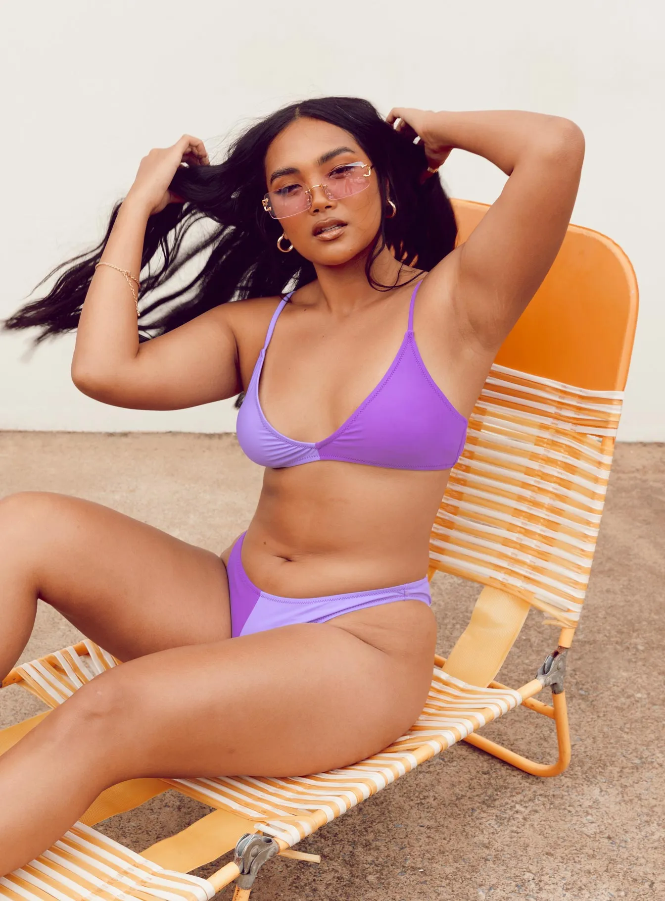 Anti Sag Reinforcement Removable Padding Rachel Bikini Bottoms Purple