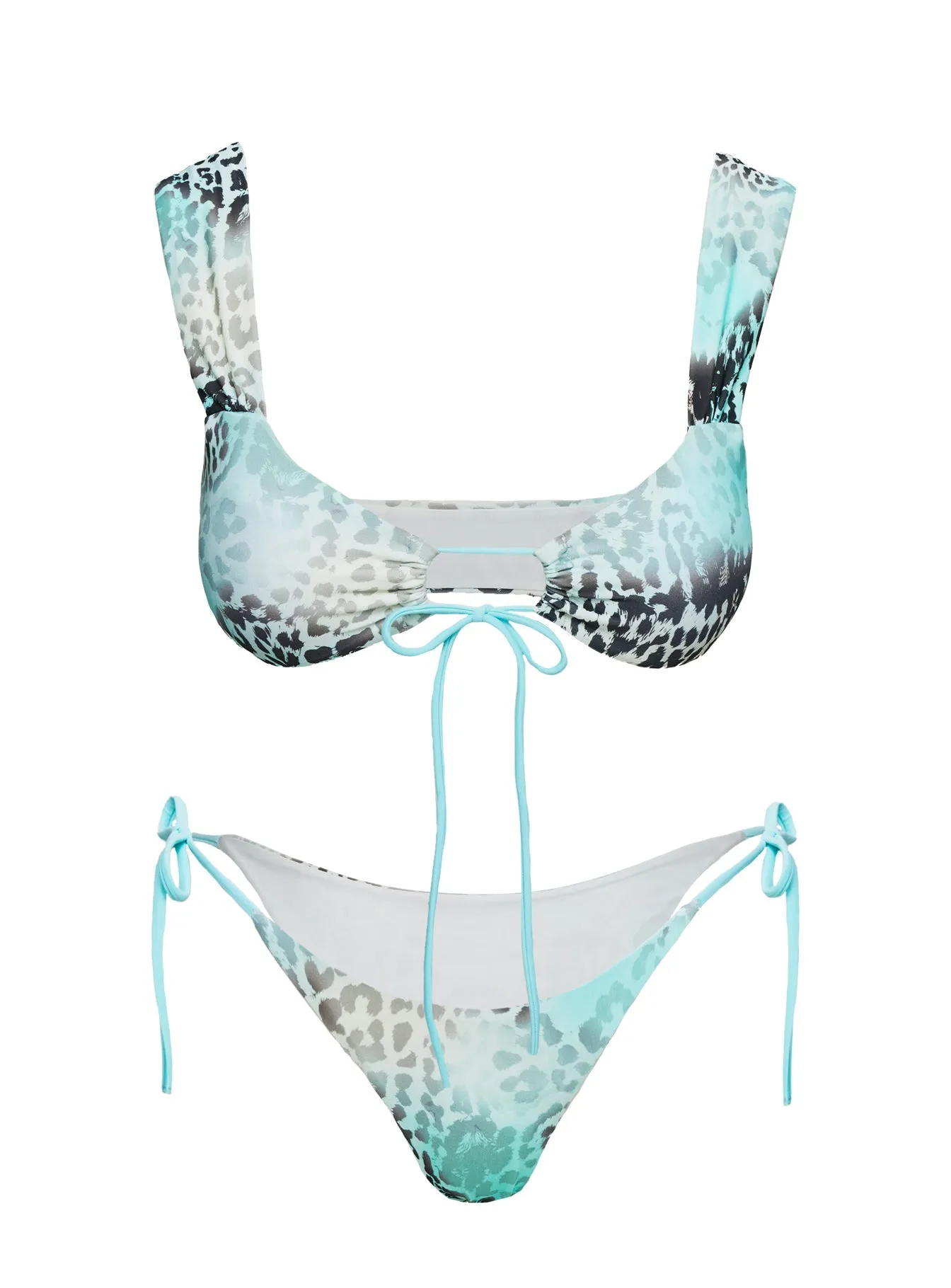 Anti Slip Trim Freefall Tie Front Bikini Top Leopard