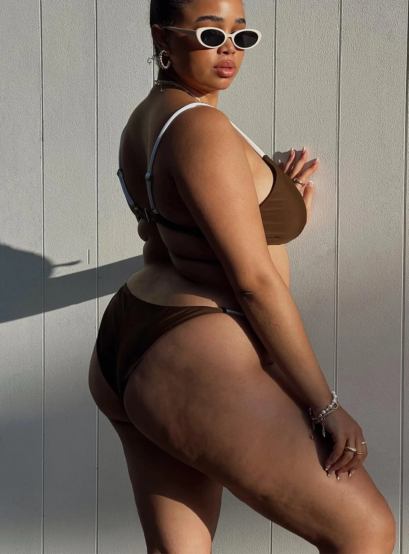 Smooth Edge Finish Janey Bikini Bottoms Brown Curve