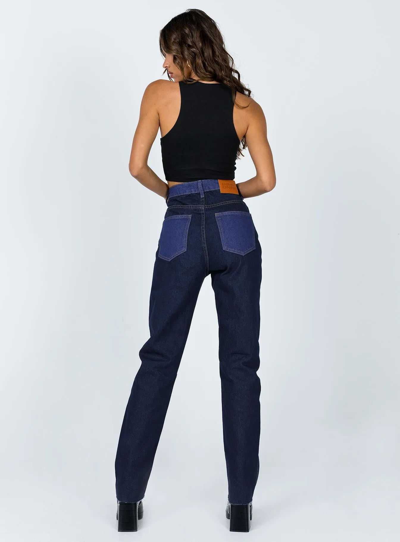 Street Fashion Parent Style Fresh Look Kyah Denim Jeans Dark Wash