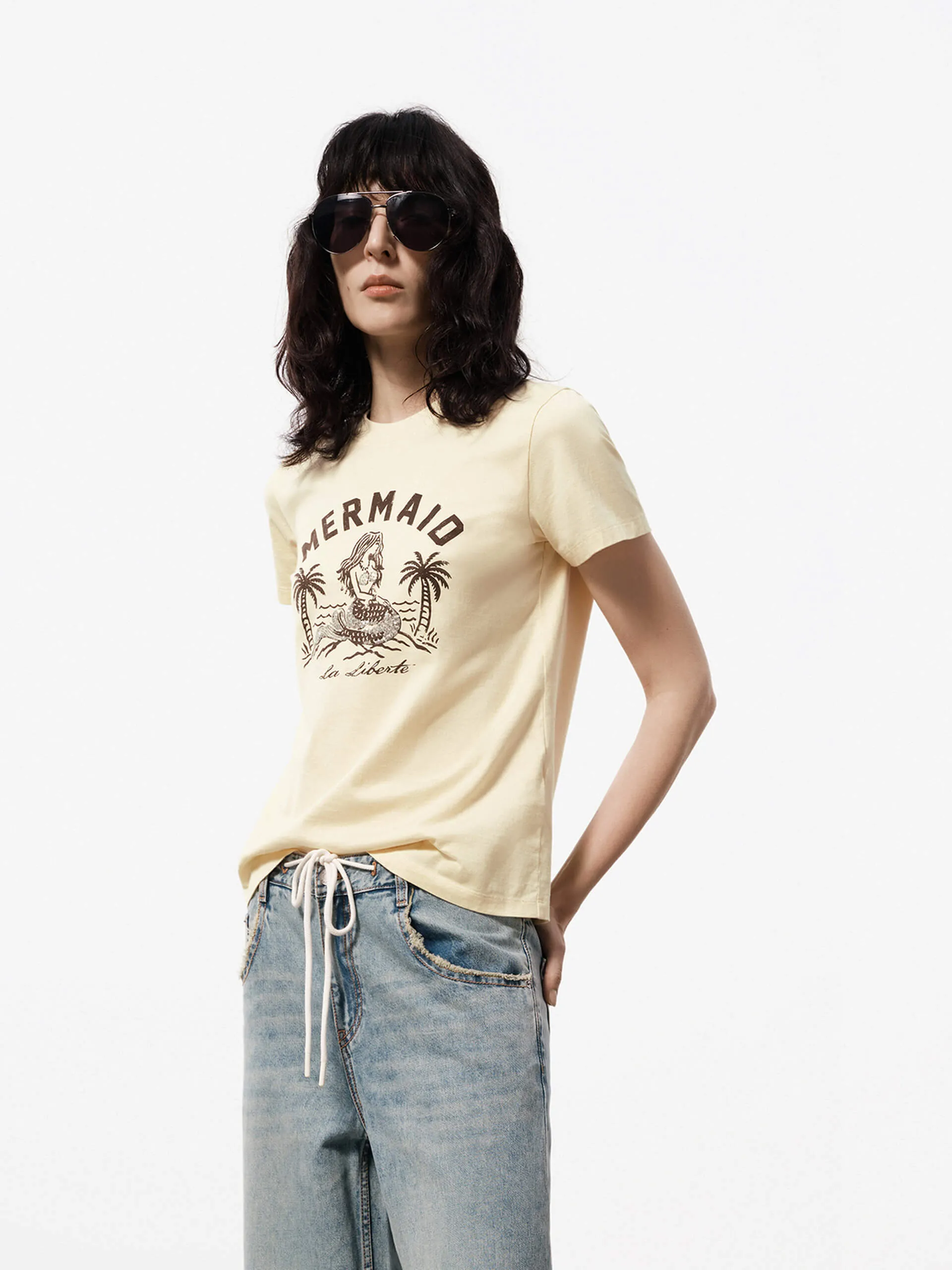 Letter Print Regular T-shirt Trendy popularity petite size