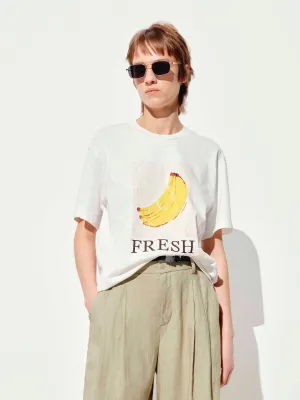 Fruit Print Cotton T-shirt Multi Panel Design