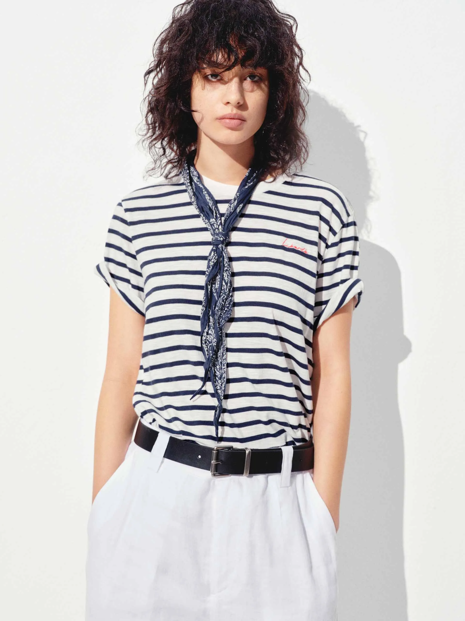 Formal Style layerable Striped Round Neck T-shirt