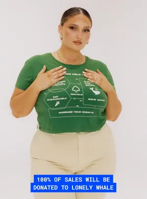 Classic Wardrobe Casual Must-Have Organic Protect Charity Baby Tee Green Curve