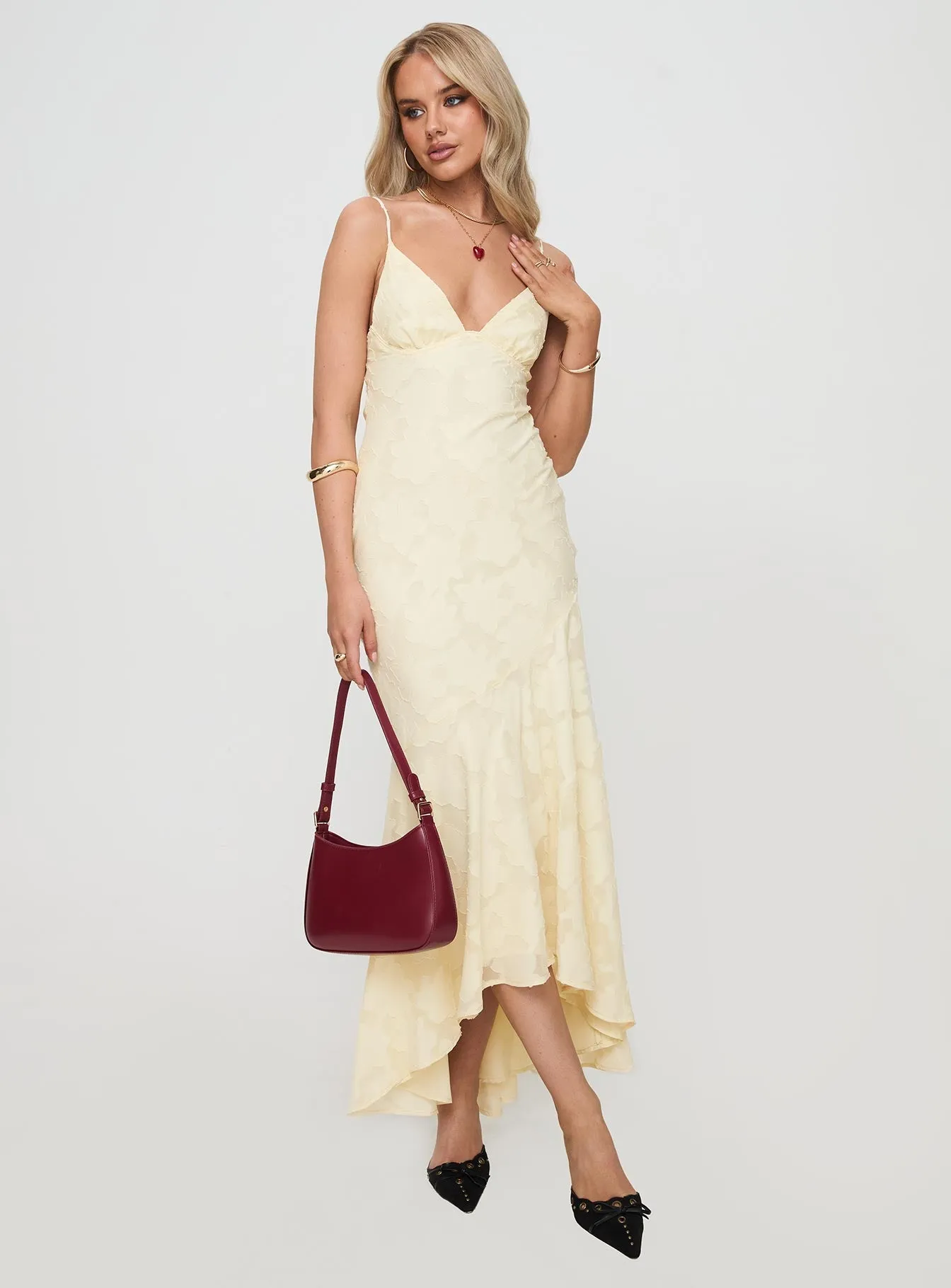 Cyrene Maxi Dress Lemon Ivory Shine Blue Bay