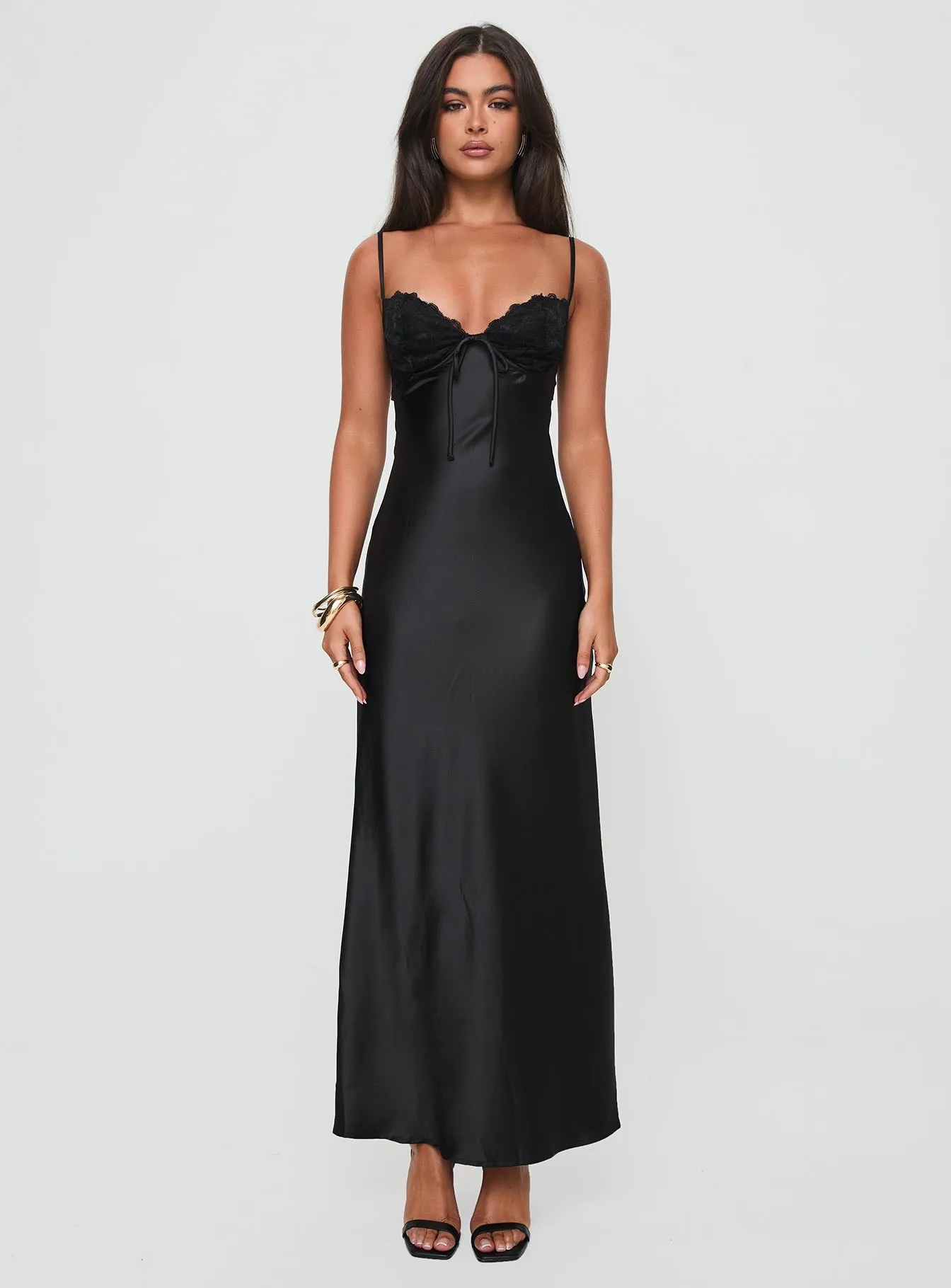 Fadyen Bias Cut Maxi Dress Black Petite Vibrant evening maxi