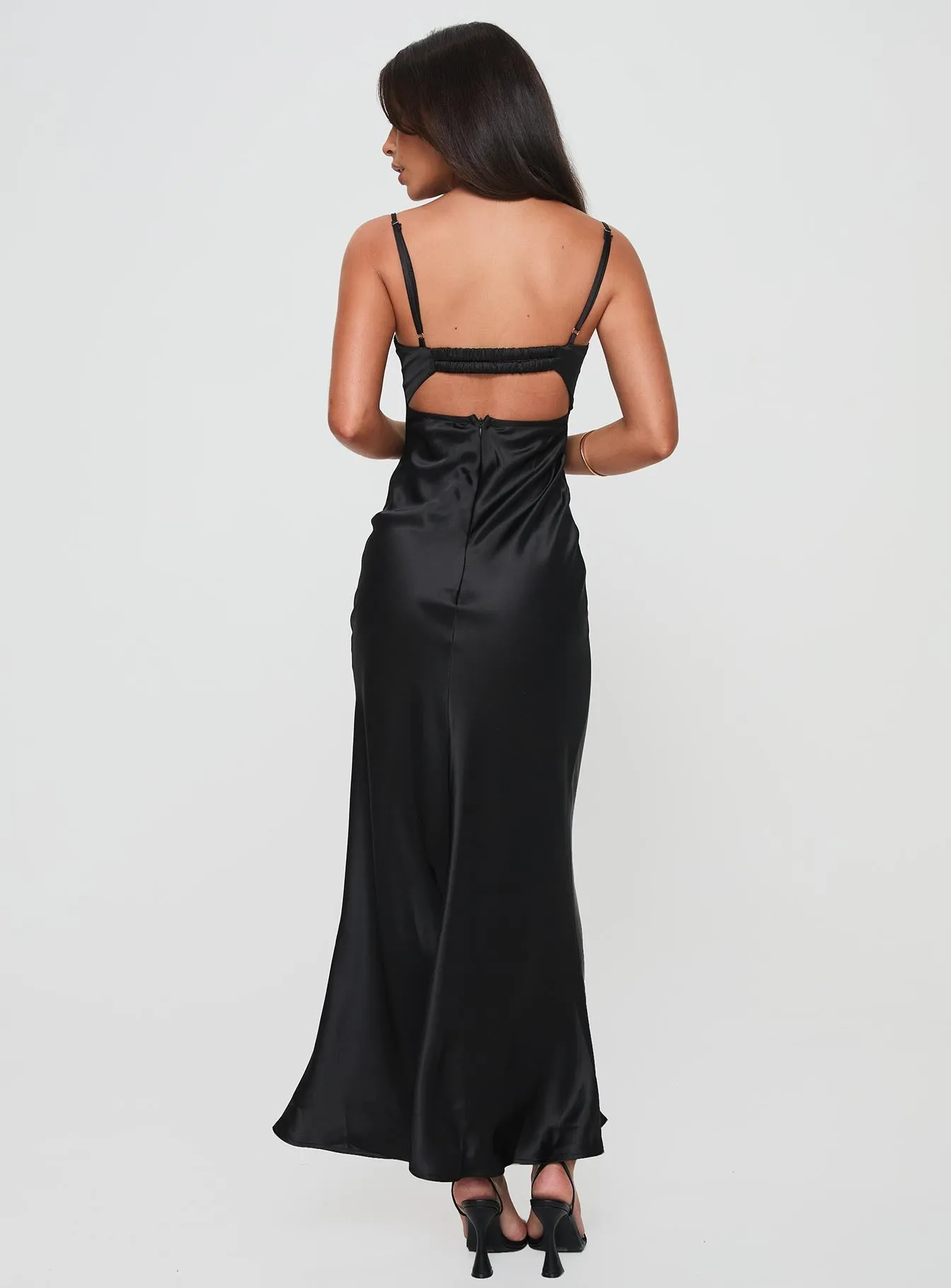 Ocean Blue comfortable length Fadyen Bias Cut Maxi Dress Black Petite