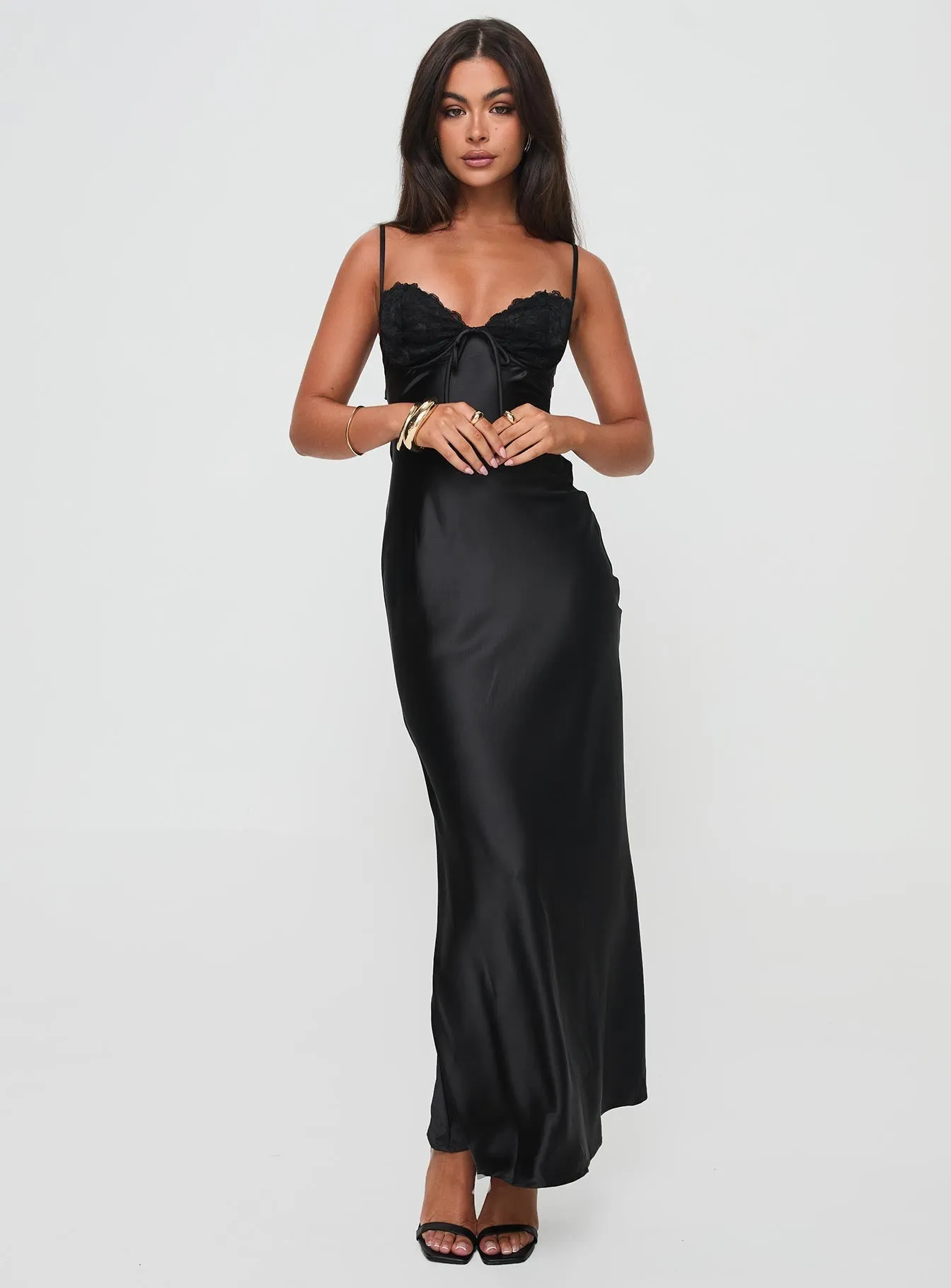 Retro Mode Fadyen Bias Cut Maxi Dress Black Petite